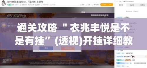 通关攻略 ＂衣兆丰悦是不是有挂”(透视)开挂详细教程