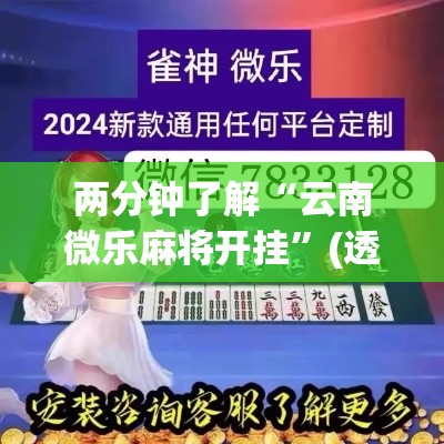 两分钟了解“云南微乐麻将开挂”(透视挂)详细用法教程