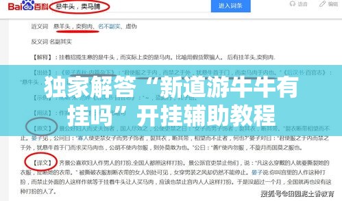 独家解答“新道游牛牛有挂吗	”开挂辅助教程