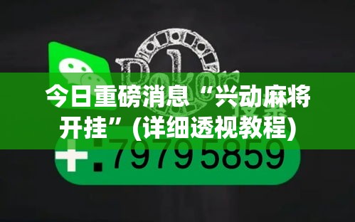今日重磅消息“兴动麻将开挂	”(详细透视教程)