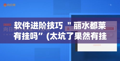 软件进阶技巧 ＂丽水都莱有挂吗”(太坑了果然有挂)