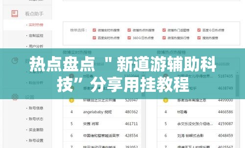 热点盘点 ＂新道游辅助科技	”分享用挂教程