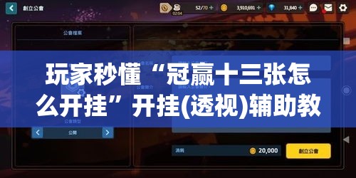 玩家秒懂“冠赢十三张怎么开挂	”开挂(透视)辅助教程