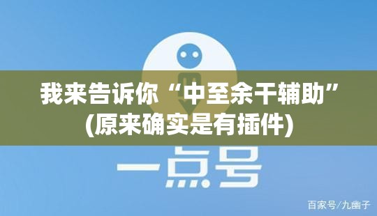 我来告诉你“中至余干辅助”(原来确实是有插件)