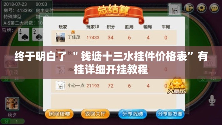终于明白了 ＂钱塘十三水挂件价格表”有挂详细开挂教程