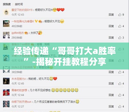 经验传递“哥哥打大a胜率”-揭秘开挂教程分享