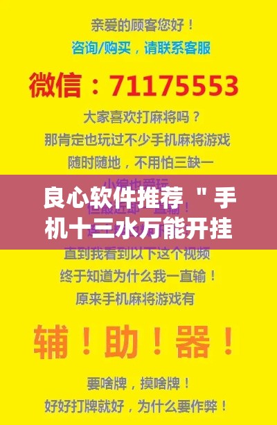 良心软件推荐 ＂手机十三水万能开挂器通用版”开挂(透视)辅助教程