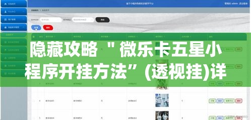 隐藏攻略 ＂微乐卡五星小程序开挂方法”(透视挂)详细用法教程