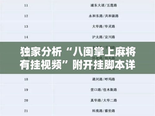独家分析“八闽掌上麻将有挂视频”附开挂脚本详细步骤