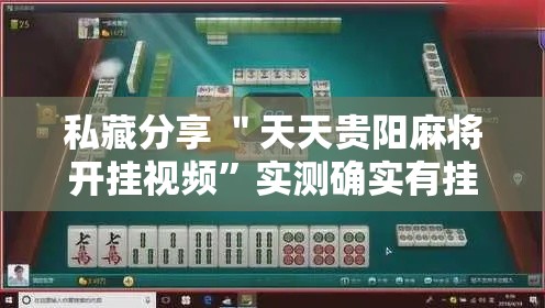 私藏分享 ＂天天贵阳麻将开挂视频”实测确实有挂