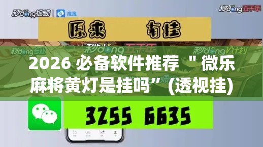 2026 必备软件推荐 ＂微乐麻将黄灯是挂吗”(透视挂)详细用法教程
