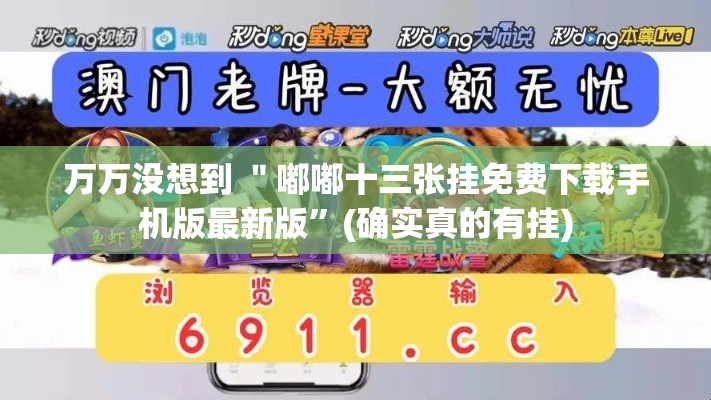 万万没想到 ＂嘟嘟十三张挂免费下载手机版最新版”(确实真的有挂)
