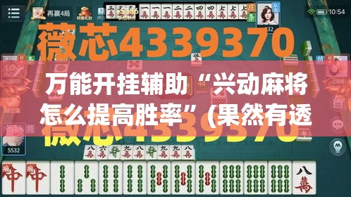 万能开挂辅助“兴动麻将怎么提高胜率”(果然有透视挂)