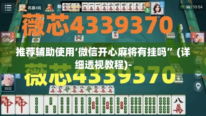 推荐辅助使用‘微信开心麻将有挂吗”(详细透视教程)-
