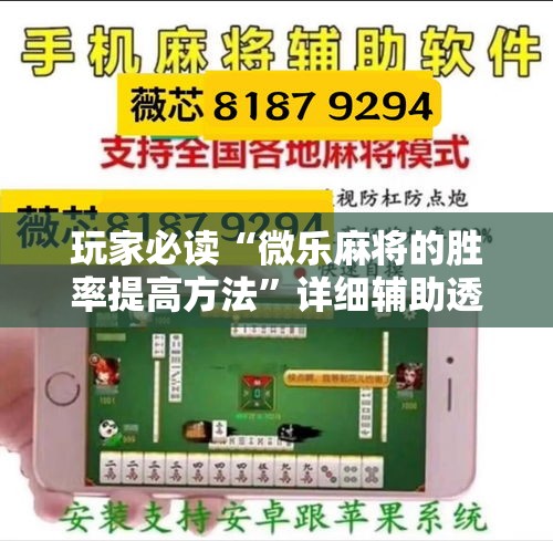 玩家必读“微乐麻将的胜率提高方法”详细辅助透视