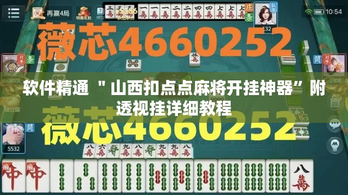 软件精通 ＂山西扣点点麻将开挂神器”附透视挂详细教程