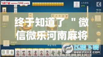 终于知道了 ＂微信微乐河南麻将有挂吗”(透视挂)最新辅助详细教程