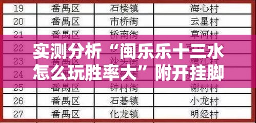 实测分析“闽乐乐十三水怎么玩胜率大	”附开挂脚本详细步骤
