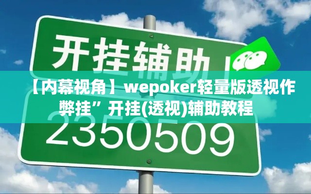 【内幕视角】wepoker轻量版透视作弊挂”开挂(透视)辅助教程