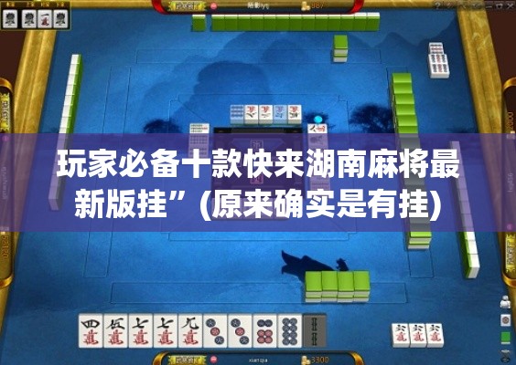 玩家必备十款快来湖南麻将最新版挂”(原来确实是有挂)