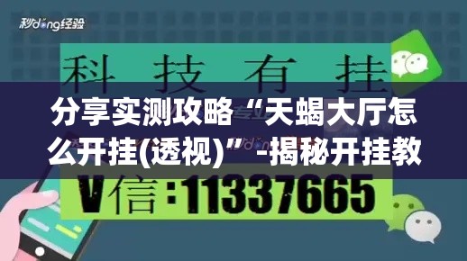 分享实测攻略“天蝎大厅怎么开挂(透视)”-揭秘开挂教程分享