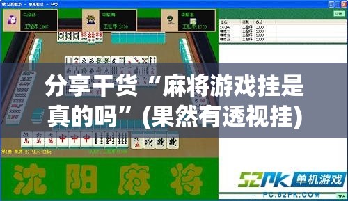分享干货“麻将游戏挂是真的吗”(果然有透视挂)
