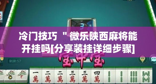 冷门技巧 ＂微乐陕西麻将能开挂吗[分享装挂详细步骤]