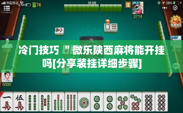冷门技巧 ＂微乐陕西麻将能开挂吗[分享装挂详细步骤]