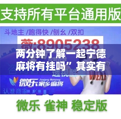 两分钟了解一起宁德麻将有挂吗	”其实有开挂插件!